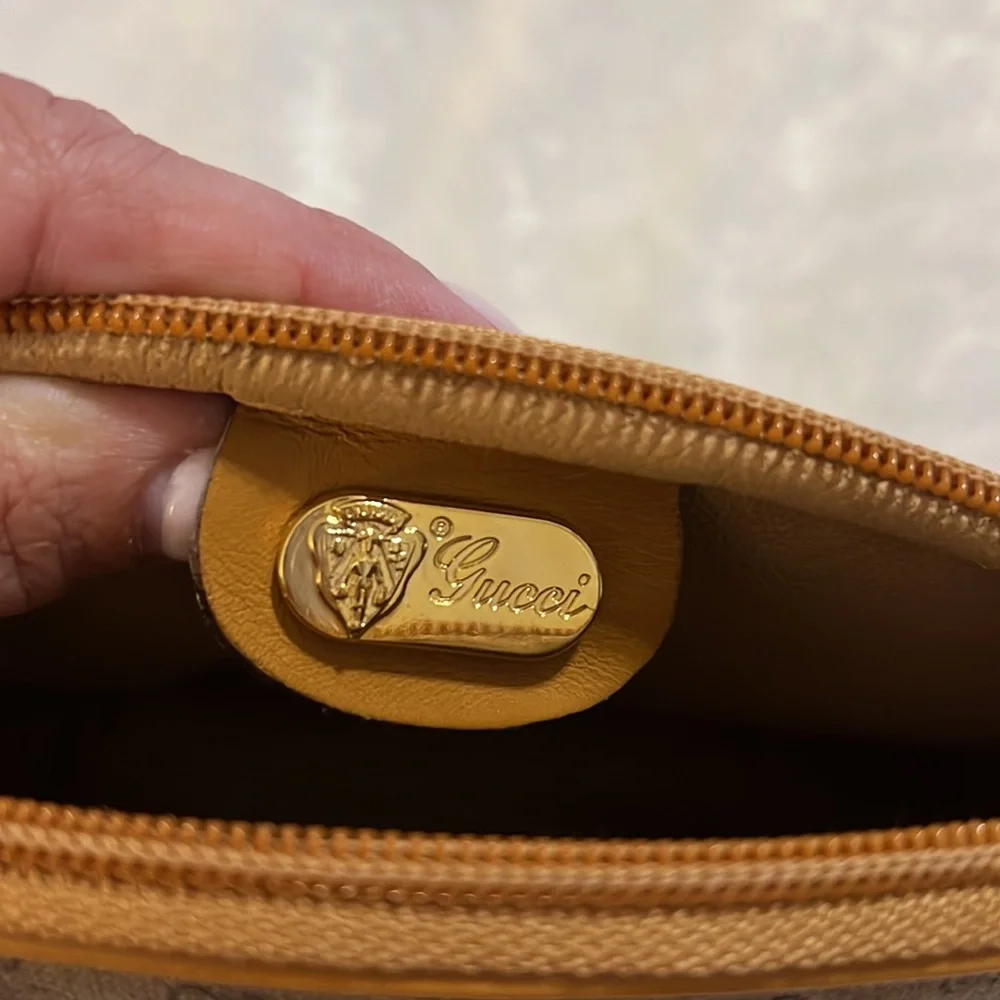 Vintage Gucci monogram leather cosmetic bag
